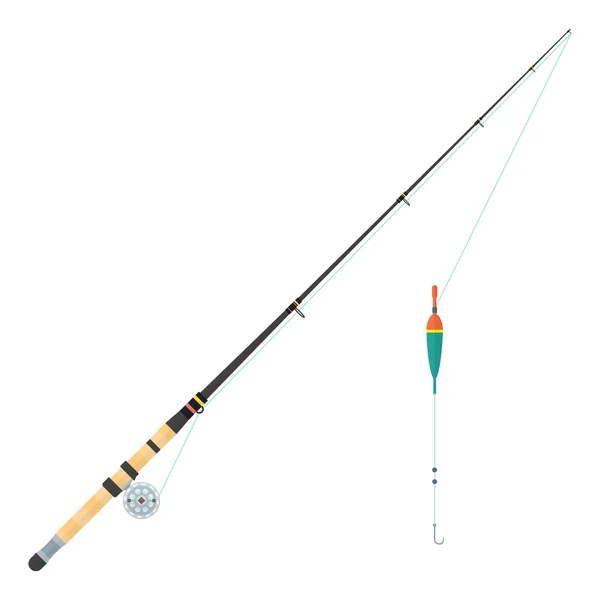 Vettore piatto stile galleggiante canna da pesca illustratio — Vettoriale Stock