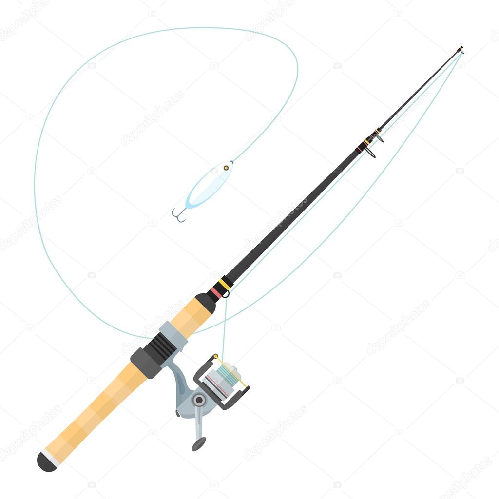 vector flat style spinning fishing rod illustratio