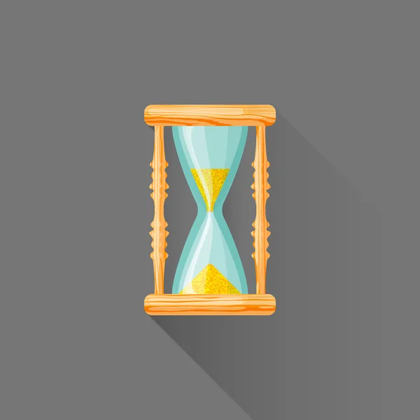 Vektorové ploché styl dřevěné přesýpací hodiny obrázek ico — Stockový vektor