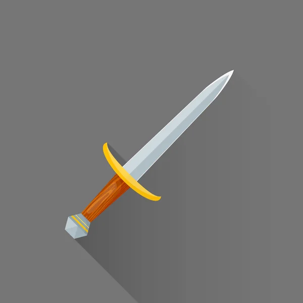 Vector flat style medieval battle dagger illustration ico — Stock Vector