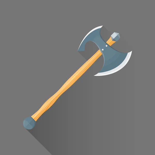Vecteur plat style médiéval bataille double axe illustration ico — Image vectorielle