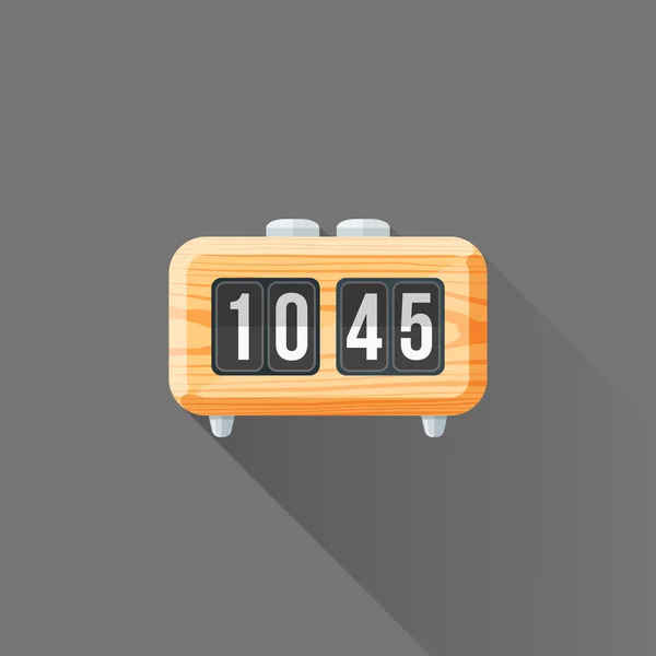 Vetor de estilo plano madeira retro flip clock ilustração ico —  Vetores de Stock