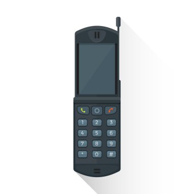 düz stil flip gri cep telefonu illüstrasyon ICO vektör