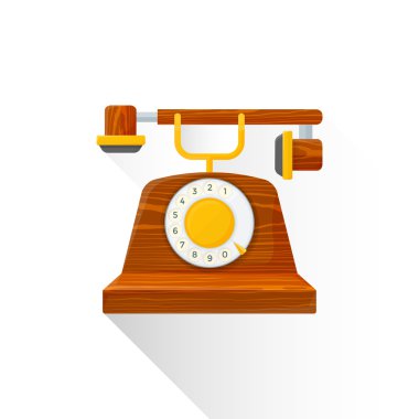 vektör düz stil vintage ahşap arama telefon illüstrasyon ICO