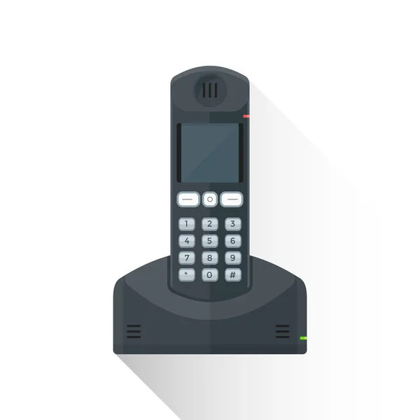 Vektor flachen Stil schwarz Festnetz drahtloses Telefon Illustration ico — Stockvektor