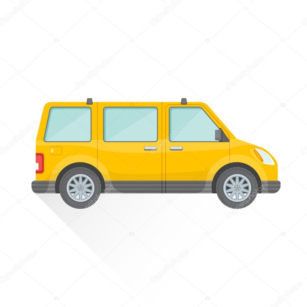 vector flat yellow van car body style illustration ico