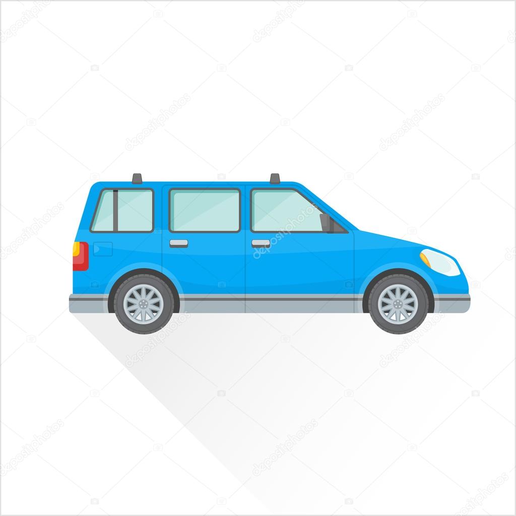 vector flat blue wagon car body style illustration ico