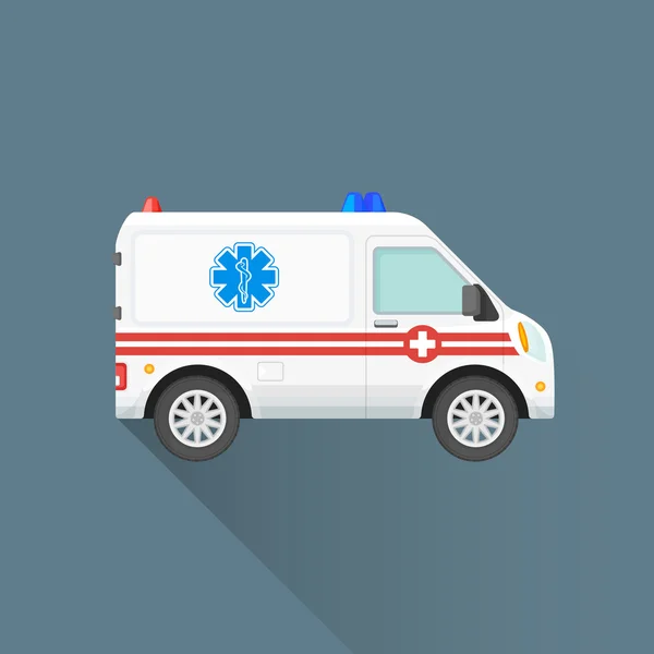 Vector flat ambulance car illustration ico — Stock Vector