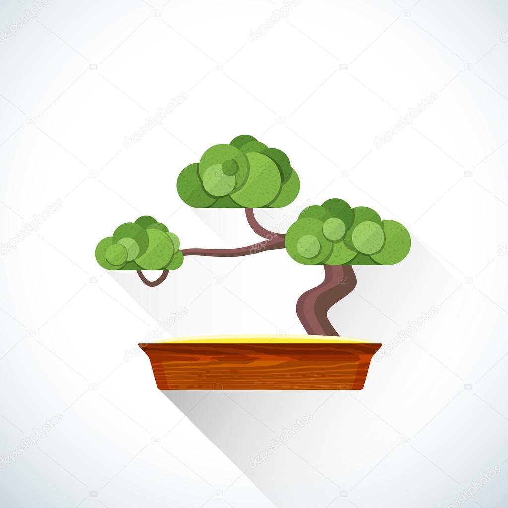 vector flat bonsai illustration ico