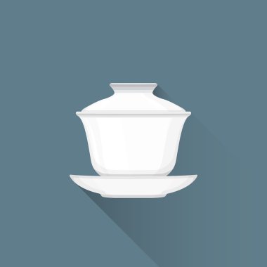 düz Çin çay gaiwan illüstrasyon ICO vektör