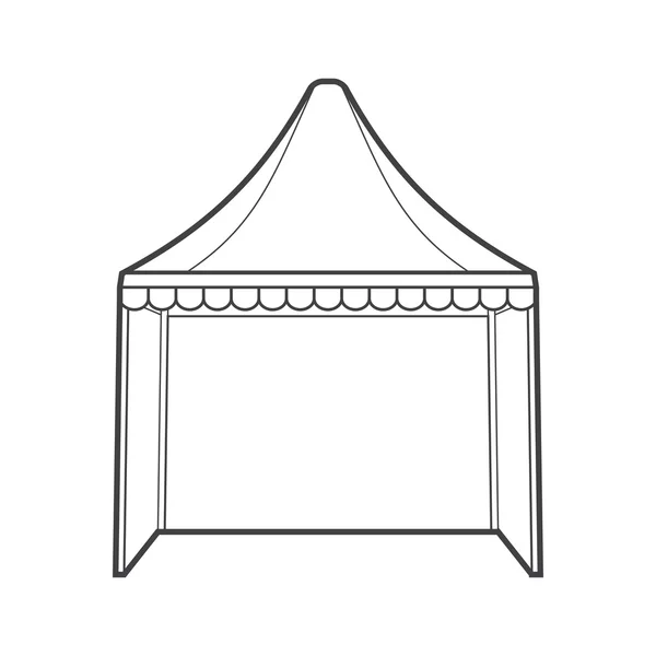 Outline folding tent marquee illustratio — Stock Vector