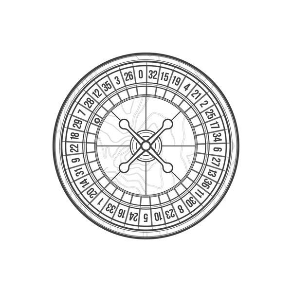 Esquema jugando a la ilustración icono de la ruleta — Vector de stock