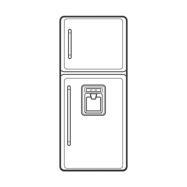 Outline kitchen refrigerator illustratio — Stock Vector