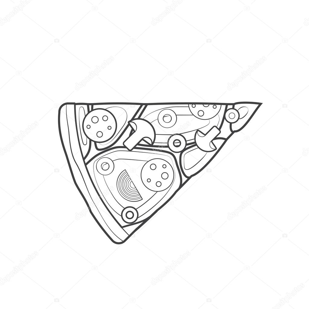 outline fast food piece of pizza icon illustratio