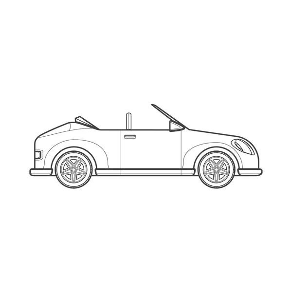 Esquema cabriolet roadster coche carrocería estilo ilustración ico — Vector de stock