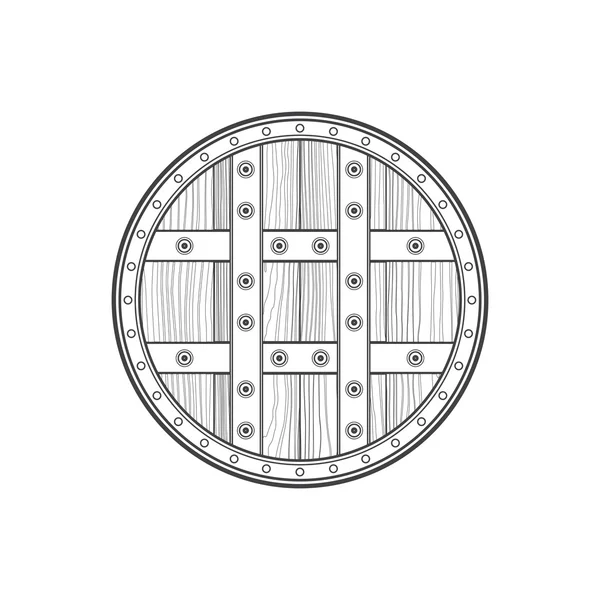 Contour médiéval icône bouclier rond illustratio — Image vectorielle