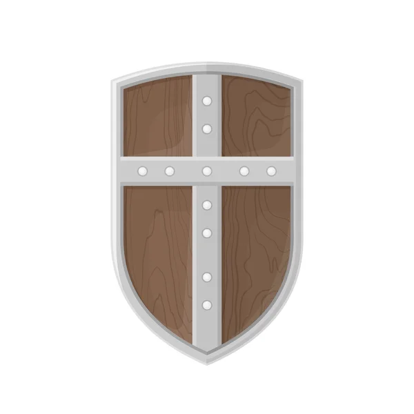 Estilo plano escudo medieval de color con ilustración icono de la cruz — Vector de stock