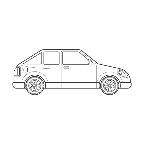 Esquema hatchback coche cuerpo estilo ilustración ico — Vector de stock