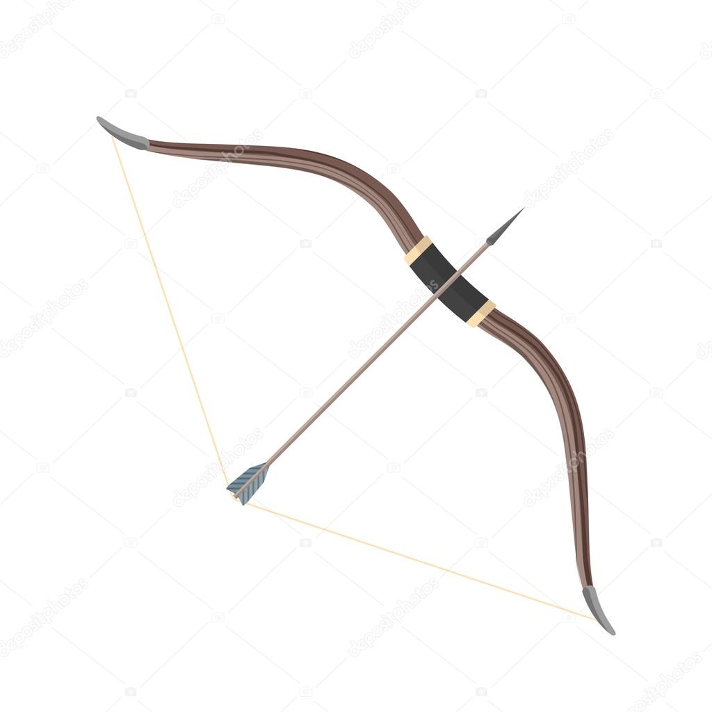 flat style colored medieval bow arrow icon illustratio