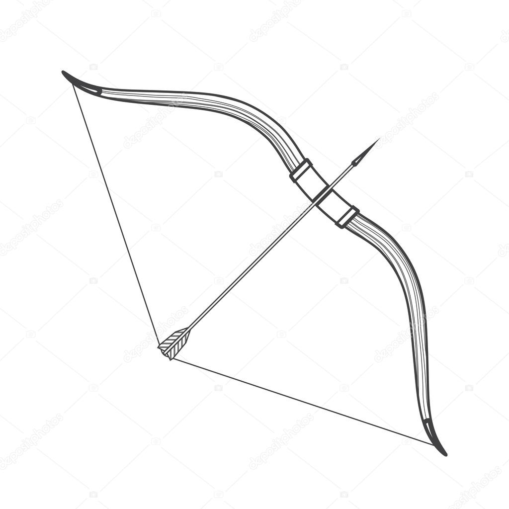 Outline medieval bow arrow icon illustratio Stock Vector Image by