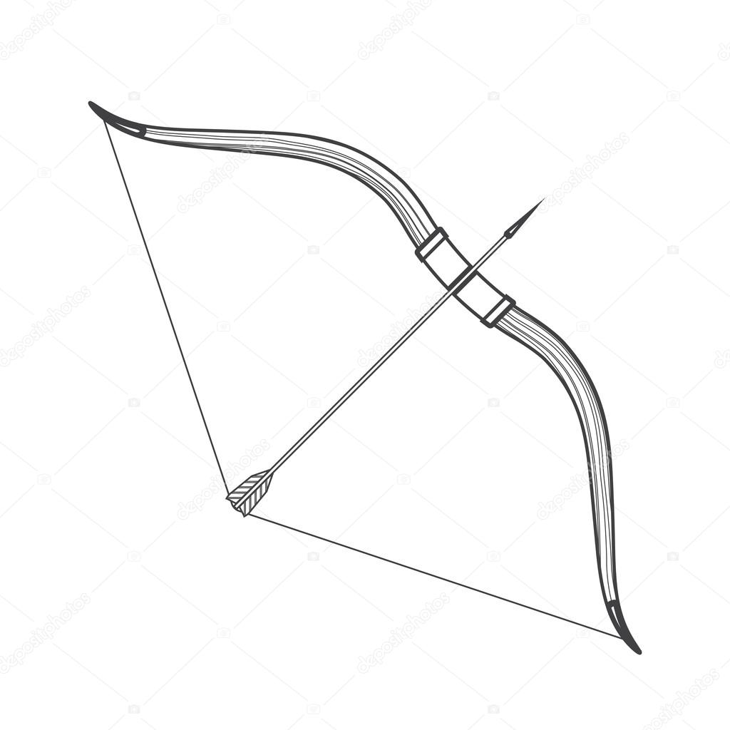 outline medieval bow arrow icon illustratio
