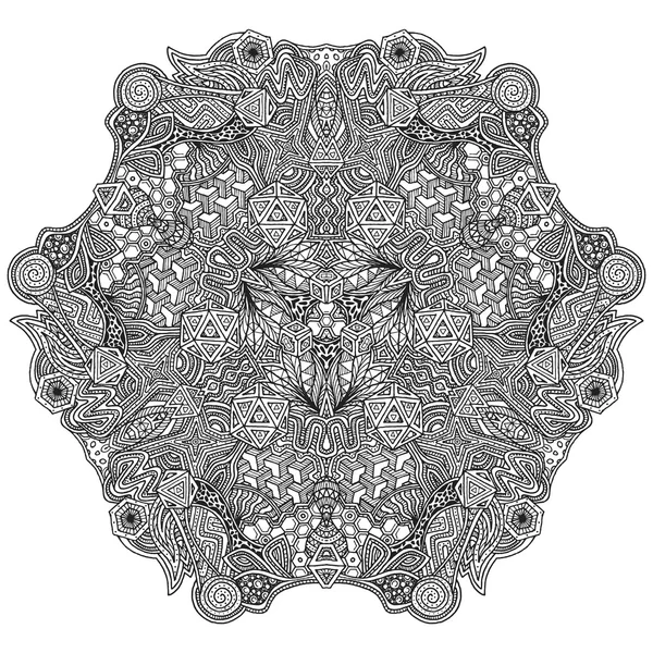 Monochrom handgezeichnete dekorative Zentangle illustratio — Stockvektor
