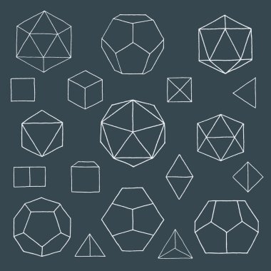 hand drawn polyhedrons collectio clipart