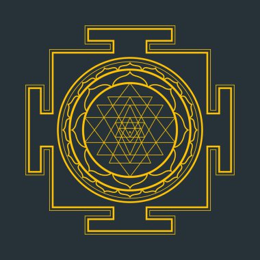 monocrome anahat Sri yantra illustratio