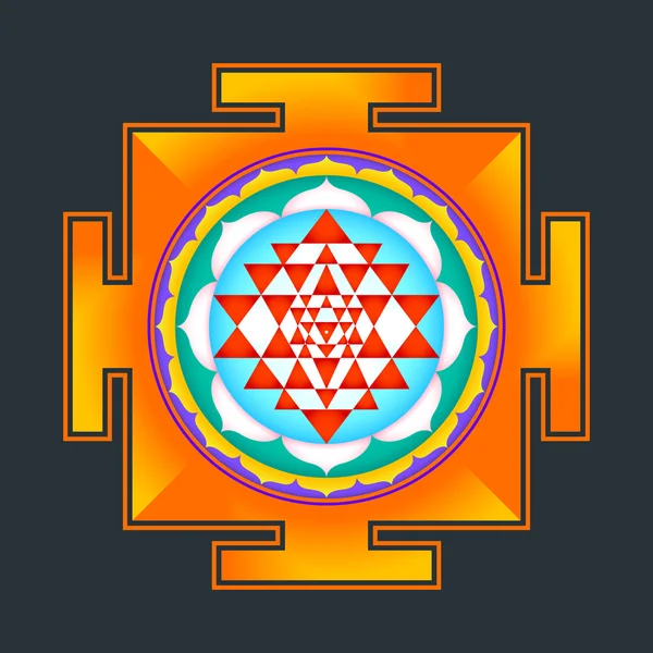 Ilustración de color Sri yantra — Archivo Imágenes Vectoriales