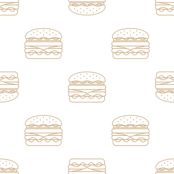 Doble hamburguesa contorno inconsútil patter — Vector de stock