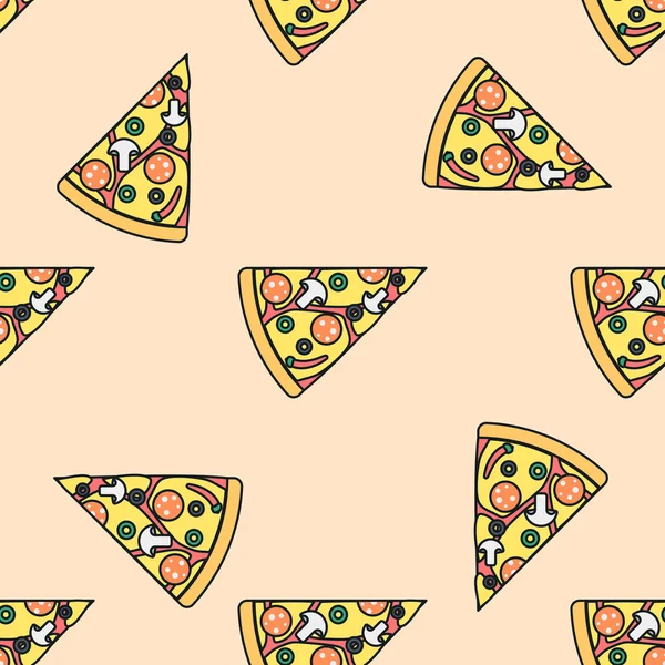 Tranche de pizza couleur sans couture patter — Image vectorielle