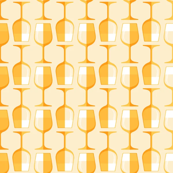 色の白ワインのグラスのシームレス パターン — ストックベクタ