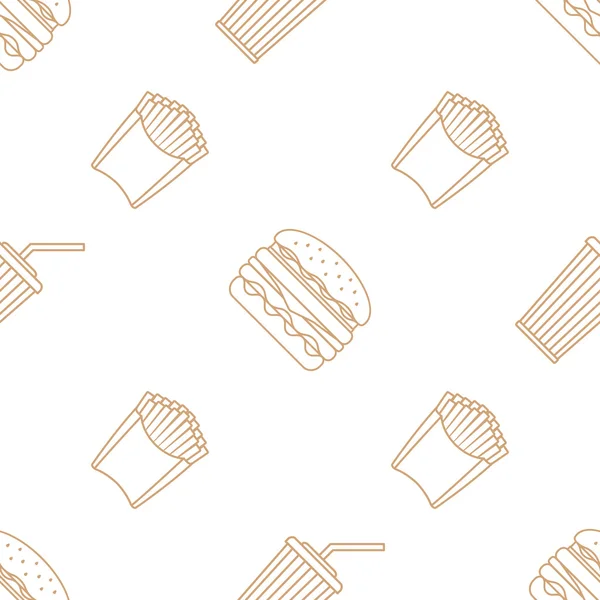 可乐汉堡包法式炸薯条概述无缝模式 — 图库矢量图片