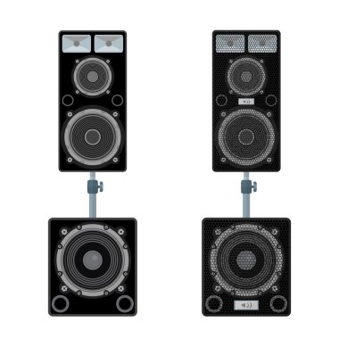 renk düz stil hoparlörler subwoofer çift illustratio standı.