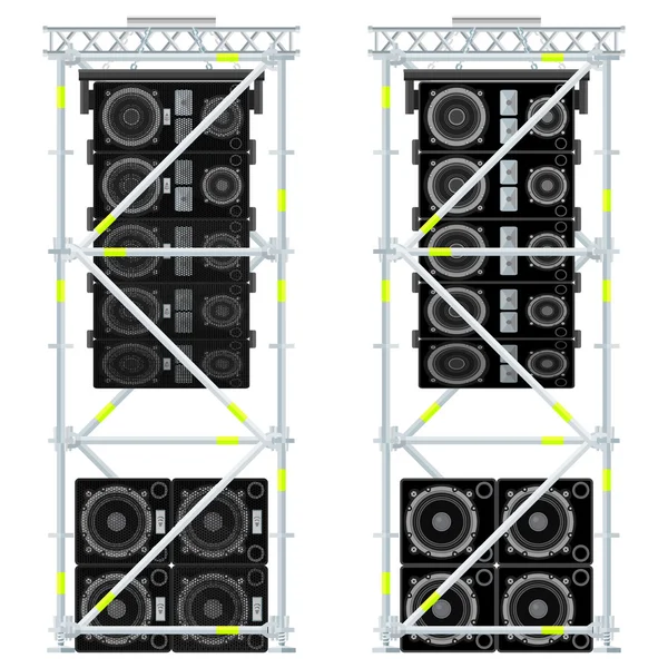 Line array concerto acustica impalcatura sospensione illustratio — Vettoriale Stock