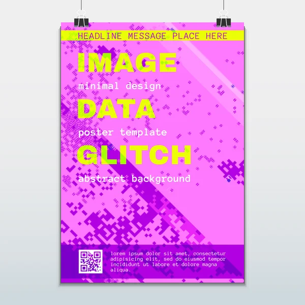 Plantilla de póster de fondo de diseño glitch de color — Vector de stock