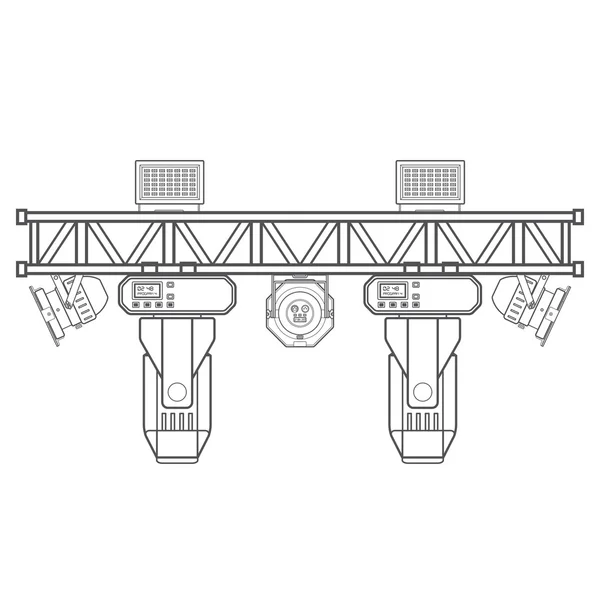 Overzicht etappe metalen truss concert verlichting equipmen — Stockvector