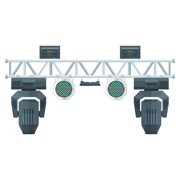 Flachen Stil Bühne Metall Fachwerk Konzert Beleuchtung Ausrüstung — Stockvektor