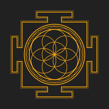hayat yantra illustratio tek renkli anahat tohum