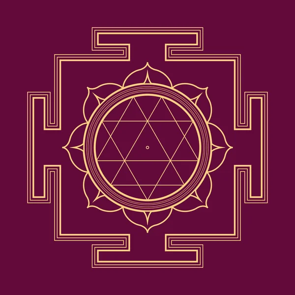 Monocrome outline Durga yantra illustratio — стоковый вектор