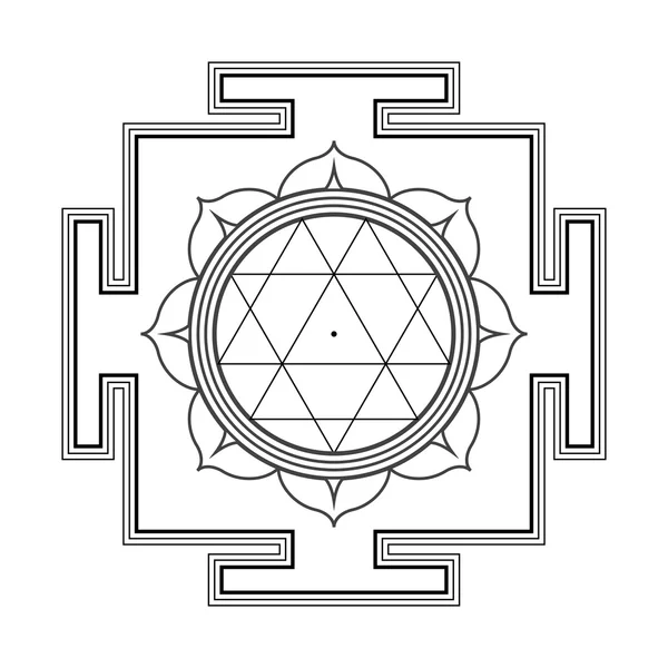 Monocrome outline Durga yantra illustratio — стоковый вектор