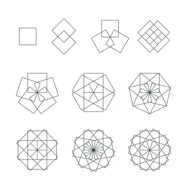 Контур четырёхугольника различная сакральная геометрия — стоковый вектор