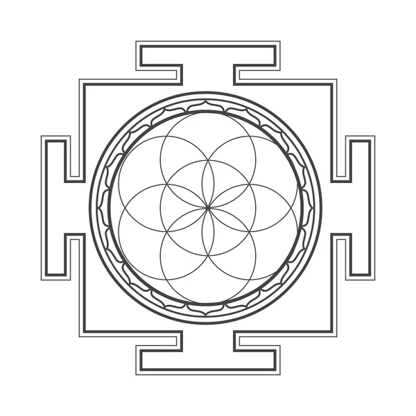 Aperçu monochrome graines de vie yantra illustratio — Image vectorielle