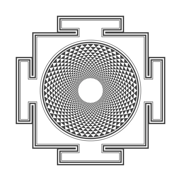 Monocrome overzicht Sahasrara yantra illustratio — Stockvector