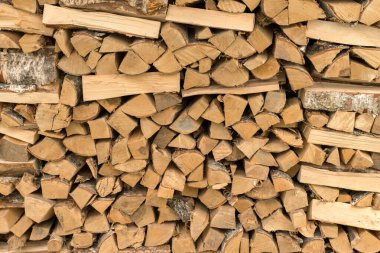 Odun yığını, arka plan olarak yakacak odun, doku.