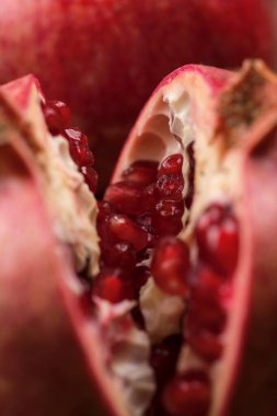 Yuvarlak, olgun bir narın koyu bir arka plandaki meyvesi..