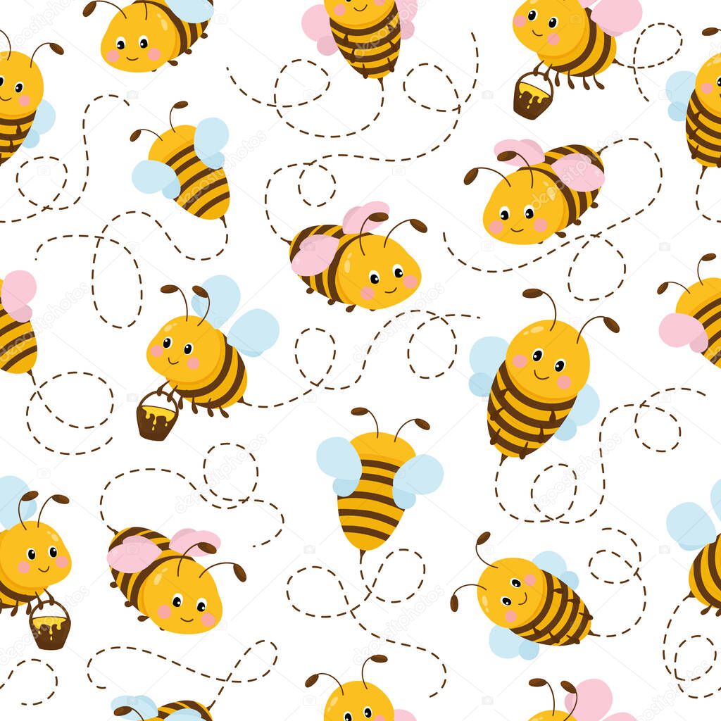 Vector of cute bees pattern