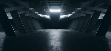 Uzaylı Uzay Gemisi Bilim Kurgu Beton Çimento Çimento Çimento Çimento Garajı Tünel Deposu Yeraltı Yeraltı Fütüristik Modern Arkaplan 3D Çizimlendirme