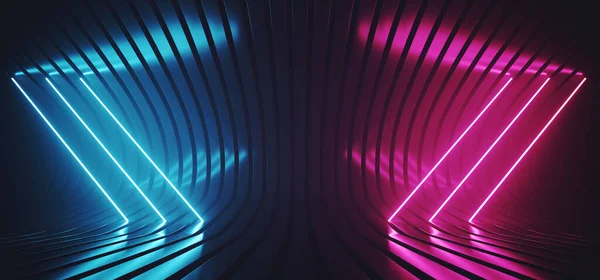 Neon Sci Glowing Modern Futuristic Lines Fluorescent Retro Purple Blue — 스톡 사진