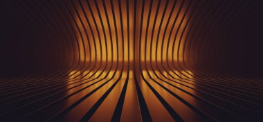 Dark Sci Fi Fütüristik Metal Parlak Stüdyo Turuncu Parlak Flüoresan Parlayan Hangar Stüdyosu Sahne Ürünü Siber Arkaplan 3D Resim